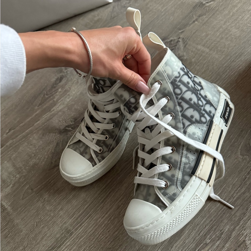 Dior Monogram Gray High-Top Sneakers